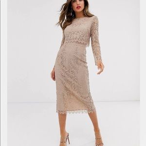 ASOS design lace taupe dress